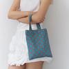 Dot Check Mini Cotton Bag - Sky Blue