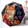 Stained Glass Cat Umbrella, Lightweight & Portable, 8-Rib Iron Frame, Perfect for Outdoor Travel, Home Accessory, Christmas Gift