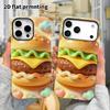 Phone Case: 2D flat design suitable for iPhone 18 17 16 15 14 13 Pro protective case, cartoon burger, perfect Christmas and Halloween holiday gift