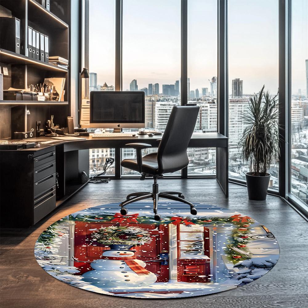 Christmas Printed Round Rug Carpet Chair Rug Area Rug Entryway Doormats,for Office Chair Living Room Bedroom Kitchen Room.