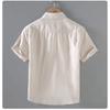 Cotton Linen Summer Shirt Japanese Style Men's Short Sleeve Shirt Beach Men Tops Square Pocket Blue Button Shirt Daily Causal Shirt