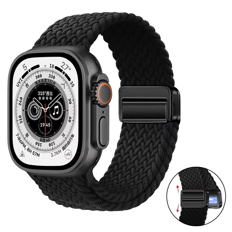 Nylon Braided Band For Apple Watch Series Ultra 3 2 1 49mm 11 10 46mm 42mm 9 8 7 45mm 41mm Magnetic Strap iWatch 6 5 SE 44/40mm Belt