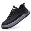Men's High-Grade Genuine Leather Breathable Board Shoes - Spring/Summer Casual Outdoor Sneakers with Thick Soles, Hand-Stitched Design.