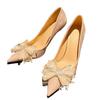 [Spot] New high heels, pointed tip, thin heel, rhinestone bow, French temperament, celebrity main wedding shoes