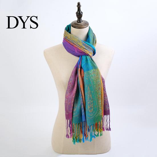 Großer Wickelschal Schal Imitation Wolle Schal Regenbogenfarbe Kunstdruck Traditionell mit Quasten Damen Poncho Decke Übergröße