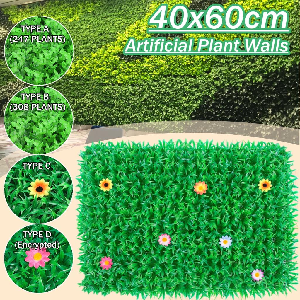 Buy 60X40cm Artificial Fake Plant Mat Wall Hedge Decor Fence Panel