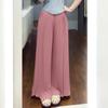 ZANZEA Womens Casual Solid Color Loose Wide Leg Pleated Pants