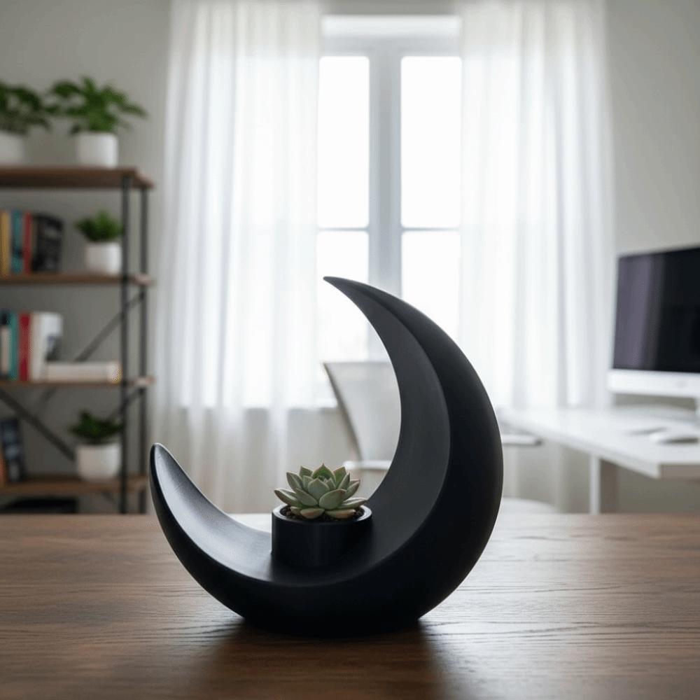 Creative Modern Moon-Shaped Flower Pots Decorative Plastic Flower Holder Minimalist Decorative Flower Vase Living Room