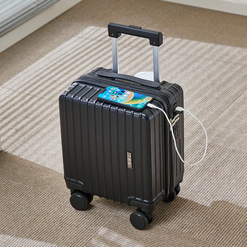 14" Silent Wheel Carry-On Luggage with USB Charger & Cup Holder