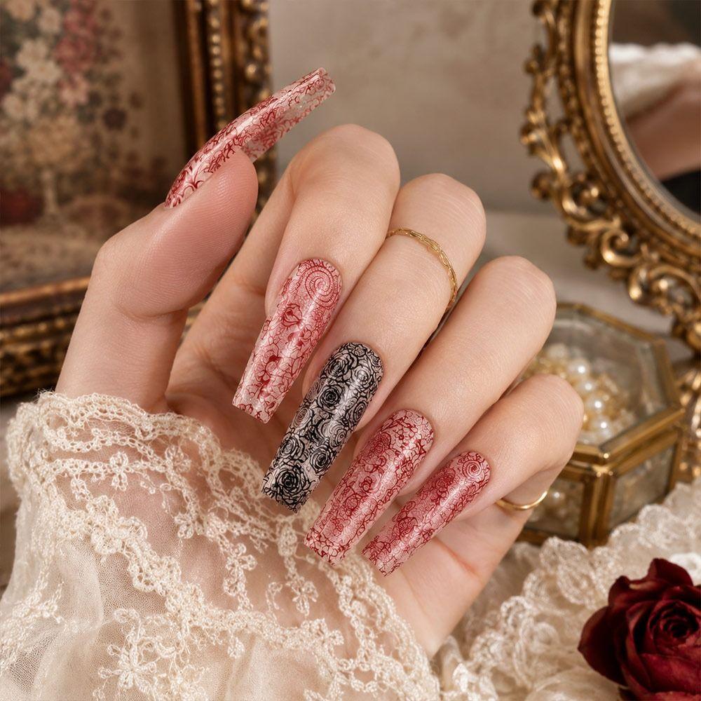 Black White Nail Foils Lace Design Nail Art Stickers Professional Nail Decorations  Manicure DIY