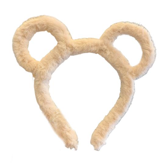 

Женская зимняя толстая плюшевая повязка на голову с круглыми медвежьими ушками, обруч для волос, эластичная конфета хаки