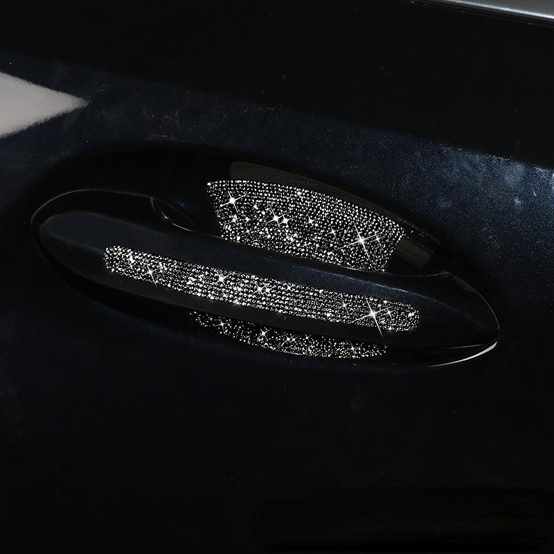 Autocollants de poignée de porte de voiture en strass, autocollants de protection de poignée de porte à paillettes en cristal, autocollants de sécurité anti-rayures réfléchissants pour voiture