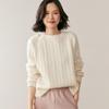 2025 Autumn/Winter Women's Loose Cashmere Cable Knit Sweater - Short, Round Neck, Casual Base Layer