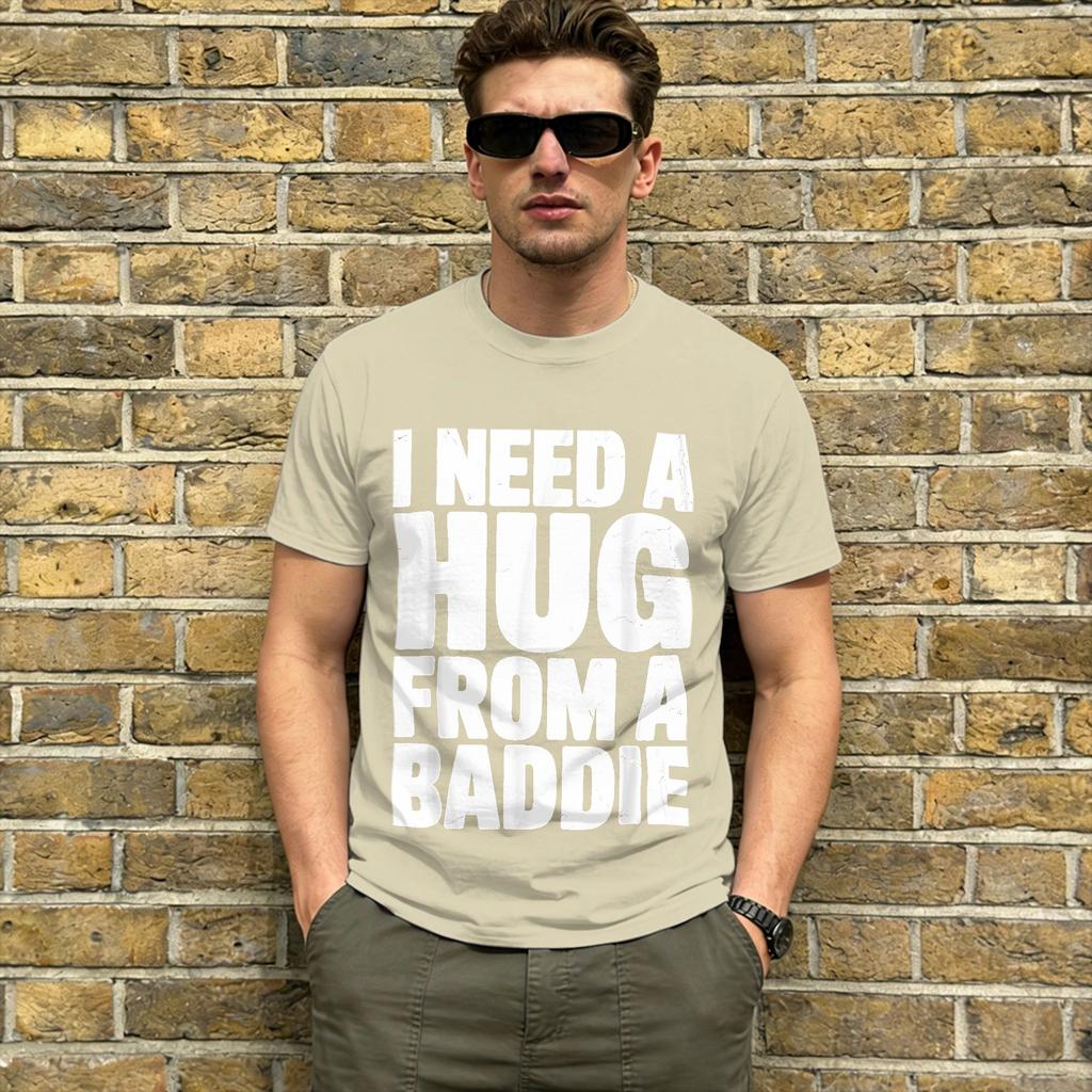 Potřebuji objetí od drsňačky Unisex Trička Ležérní Tričko Krátký Rukáv Kulatý Výstřih Tričko Čistá Bavlna 6XL Vrcholy