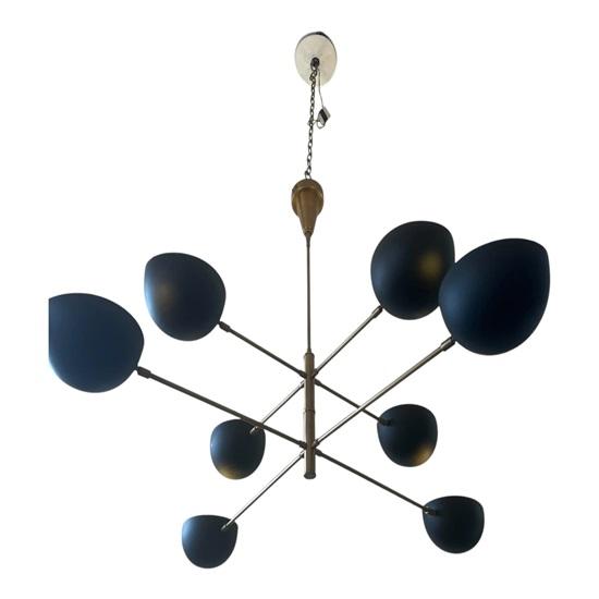 8-Light Mid Century Modern Chandelier Black Sputnik Ceiling Light Fixture for Living Room, Bedroom, Kitchen E12/E14 Socket