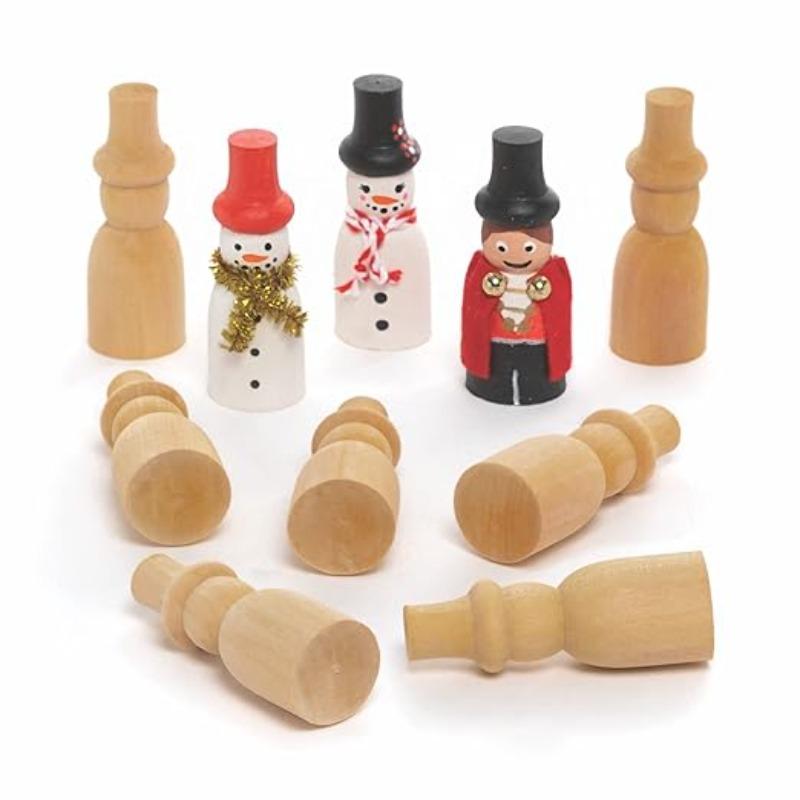2pcs 65mm Mini Wooden Snowmen Wood Shapes, Wooden Crafts To Make and Decorate, Make Your Own Christmas Decorations
