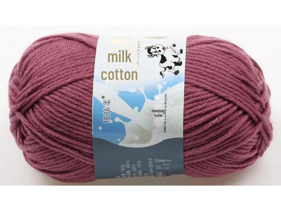 5-Strand Milk Cotton Baby Wool Hat & Scarf Hand-Woven Medium-Thick Yarn Set