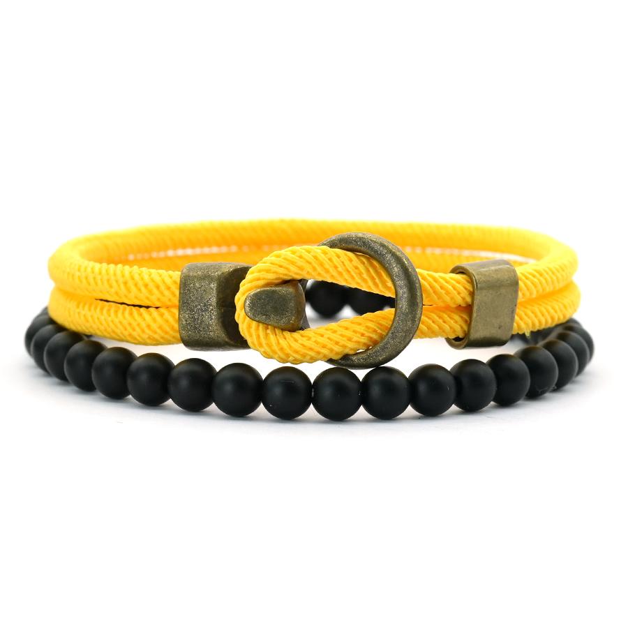 

Noter Novel 2Pcs Per Set Men Bracelet Premium Selected 4mm Moisture Wicking String 6 Color Options Versatile Accessories Jewelry S 18.5cm 7.3Inch жёлтый