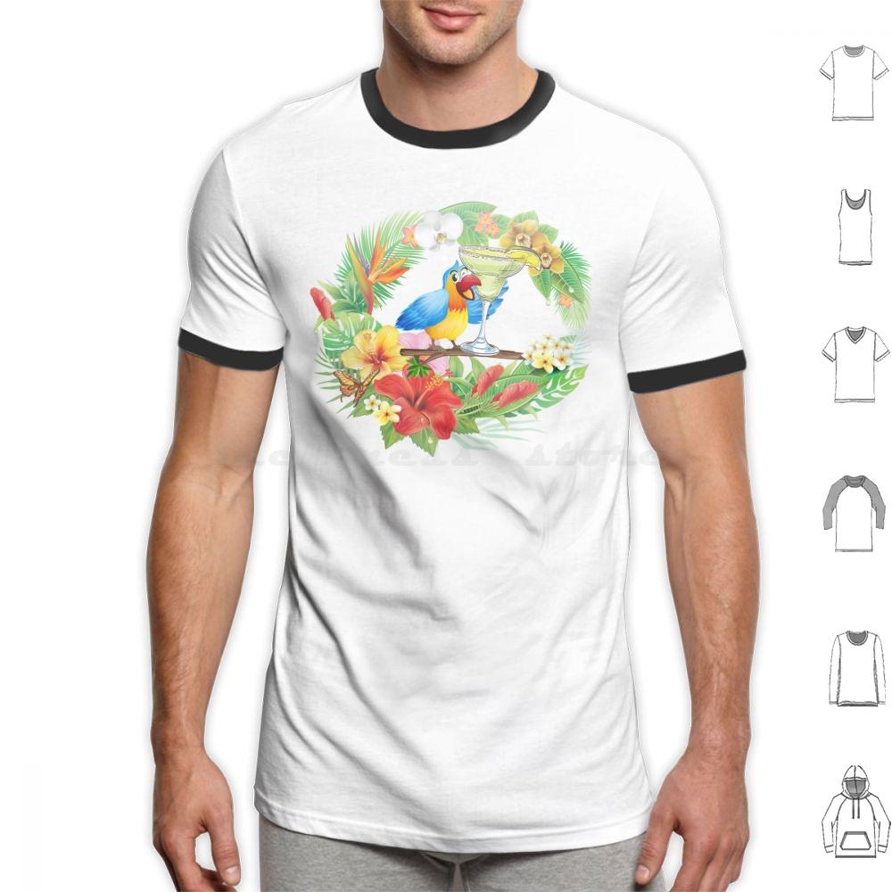 Parrot With A Margarita T Shirt Men Women Kids 6xl Parrothead Buffett Shark Tropical Volcano Parrot Margaritaville Beach
