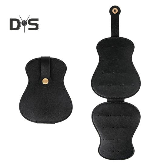 Gitarrenplektrenhalter aus Kunstleder, 18 Steckplätze, Plektren-Aufbewahrungstasche für Männer und Frauen, Gitarrendesign, Plektren-Organizer-Etui für Spieler, Liebhaber, Lehrer