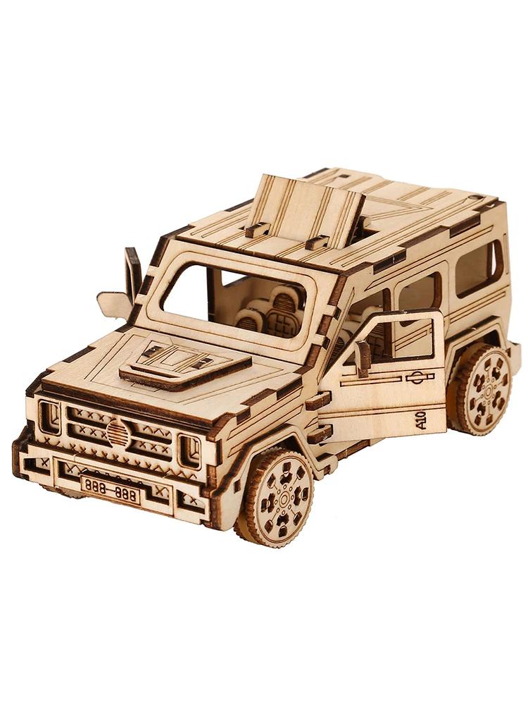 SUV 3D Car Wooden Puzzle, Scale Model,DIY Model Kit, Handcraft Gift,Home Decoration,Mechanical Model Kit, Building Toy