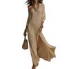 Summer New Elegant Long Sleeve Knit Pleated Ruffle Women's Dress