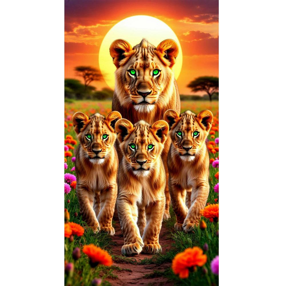 Lions Tigres et Léopards Image Peinture Diamant DIY Point de Croix Forage Complet Mosaïque Diamant Nouvelle Collection Décoration de Maison