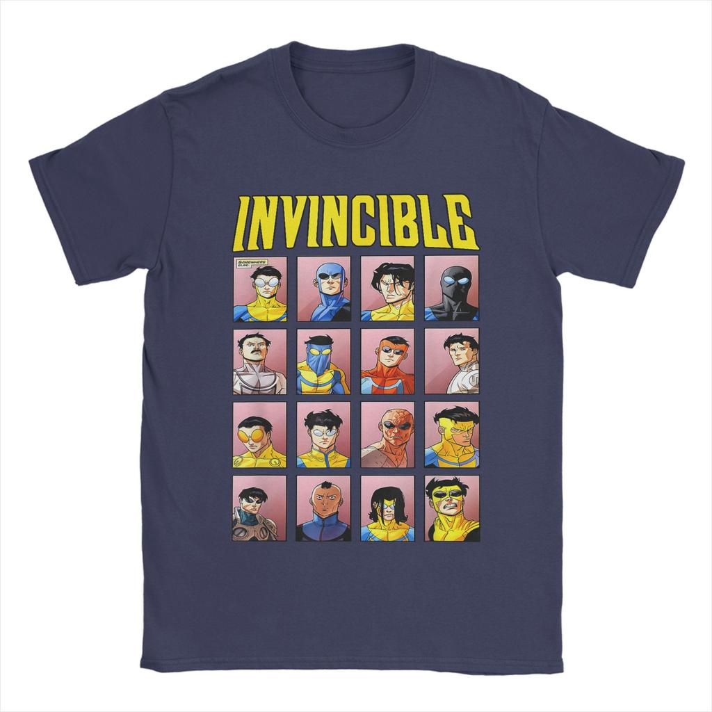 Invincible Variants Anime Men T Shirt Mark Grayson Novelty Tees Short Sleeve O Neck T-Shirts Cotton Gift Merch