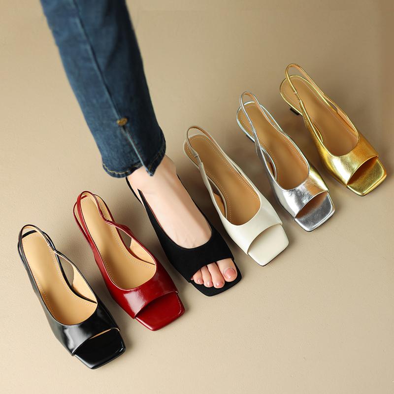 Summer Peep Toe Women Sandals Fashion Slip On Dress Singbacks Pumps Women's Evening Party Sandalias