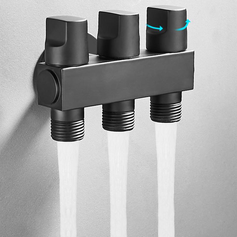 1PC Bibcock One In Three Outlet Angle Valve Brass 3-Way/4-Way Water Heater Toilet Multi-Function Faucet Thread G1/2'