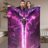 1pc Fantasy Purple Giant Sword Blanket - Epic Purple Sword & Dragons design, Soft Flannel Throw for Home, Camping, Office