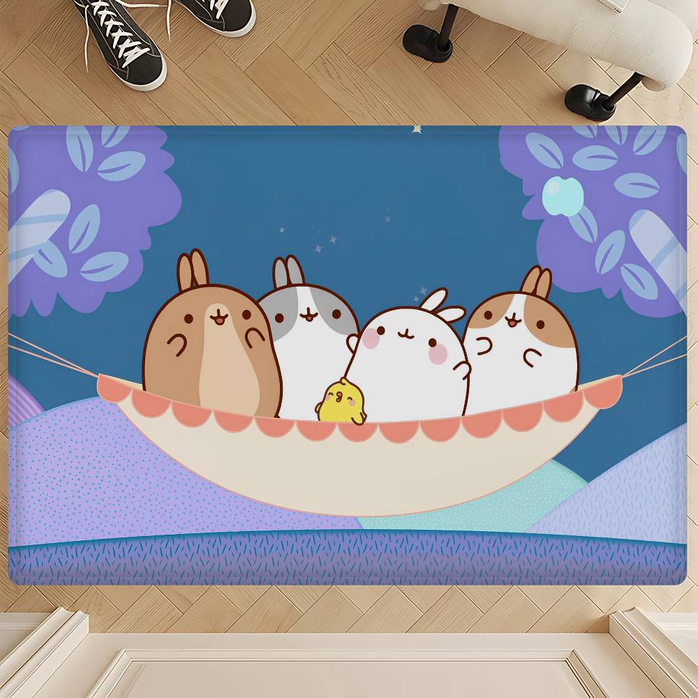 Kawaii Molang Floor Mat Rectangle Anti-slip Home Soft Badmat Front Door Indoor Outdoor Mat Modern Home Decor