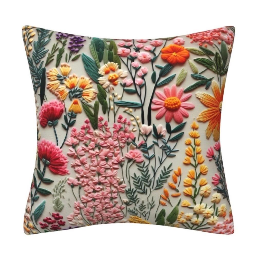 Flower Pattern Pillow Covers 3D Embroidered Throw Pillow Covers New Cushion Covers Home Decor