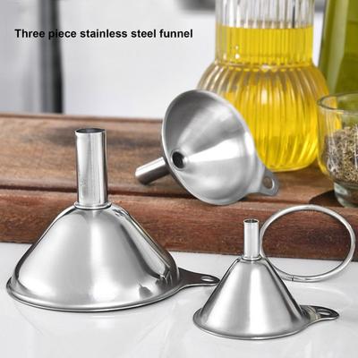 3Pcs Stainless Steel Funnel Filling Bottles Funnel Oil Leaking Separatory Funnel Integrated Liquid Dispenser With Circle