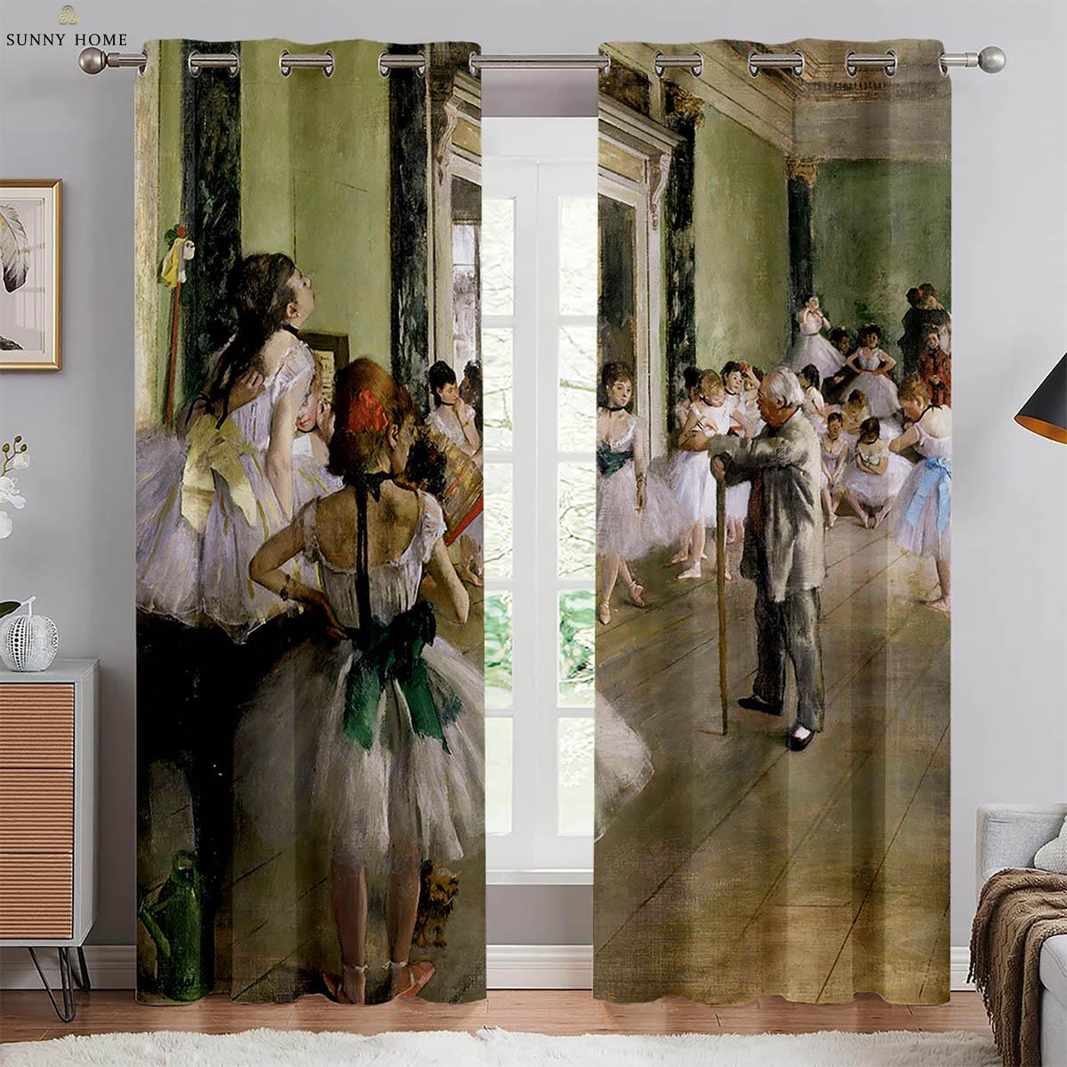 Blumenzimmer Ölgemälde Druck Vorhänge Klassischer Retro-Stil Vorhänge Schlafzimmer Wohnzimmer Arbeitszimmer Studio Dekorative Vorhänge 2 STÜCK W50xH140(CM)x2PCS&Grommet Top