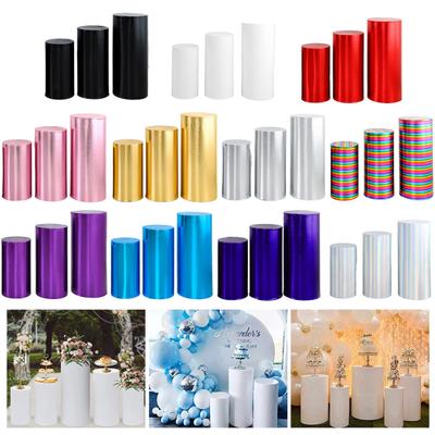 3 Pcs Party Cylinder Pedestal Stand Cover Plinth Pillar Decorative Sleeves Birthday Party Wedding Decor Dessert Base Wrap Cloth Party Planner
