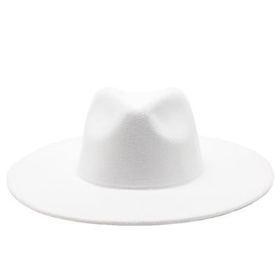 Men and Women Couple Flat-brimmed Big-eave Hat Autumn and Winter Wool Top Hat Jazz Gentleman's Hat