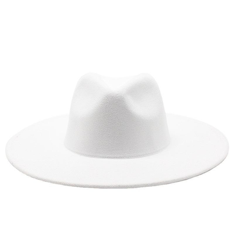 Men and women couple flat-brimmed big-eave hat autumn and winter wool top hat jazz gentleman's hat