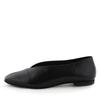 HIMIKO Metal Point Flat Pumps, Genuine Leather with Soft Cushioning, Black, Size 240 (Product Code: 651326)