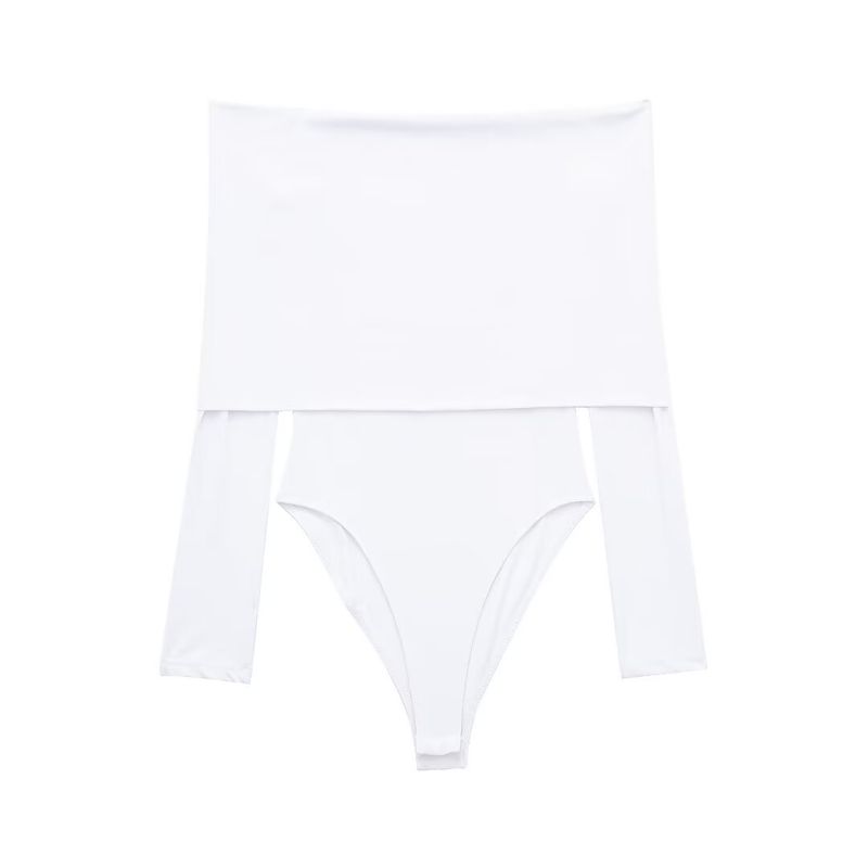 

Kaslead Women s off-Shoulder Chinlon Blended Jumpsuit White M