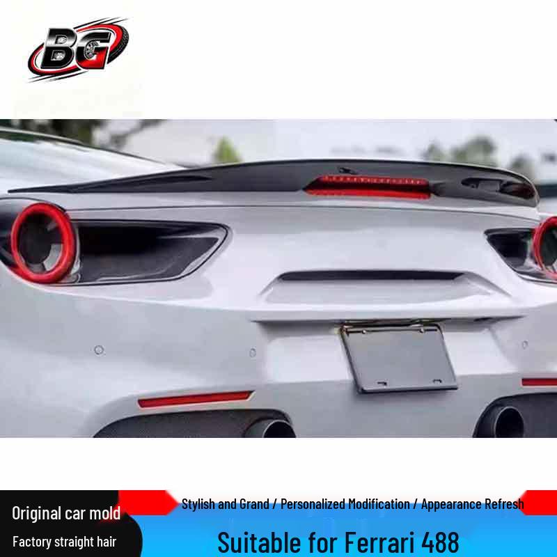 Ferrari 488 Carbon Fiber V-Style Rear Spoiler Wing Diffuser (2015-2019)