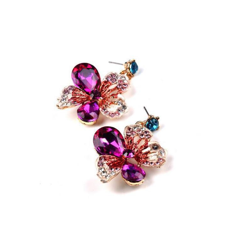 2-Piece Jewelry Set Necklace and Earrings Floral Crystal Design Elegant and Refined Multicolor Women's Fashion Accessories