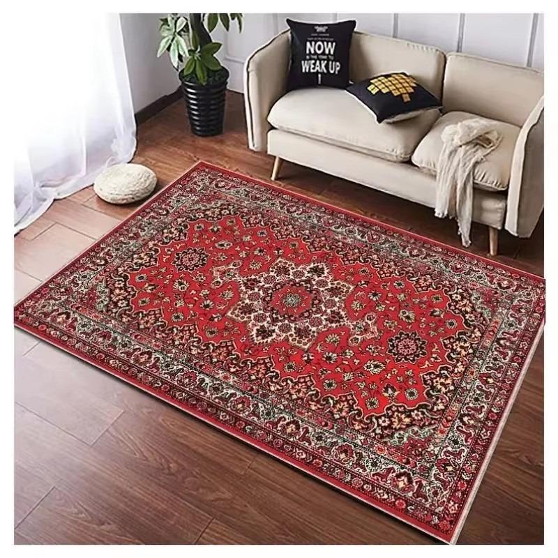 Tapis Rouges Style Turc Tapis Style Classique Tapis de Salon Antidérapant Tapis Populaire Moderne Tapis Style Ottoman Tapis Bohème Paillasson