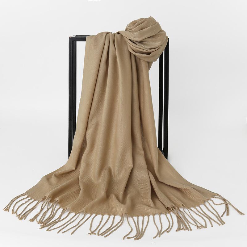 Autumn And Winter New Women'S Cashmere Scarf Solid Color Imitation Cashmere Pulling Scarf Thick Embroidery Cashmere Shawl