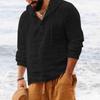 Men Shirts Hooded Solid Color  Long Sleeve Tops Casual Buttons Cotton Linen Vintage Summer Beach Shirts