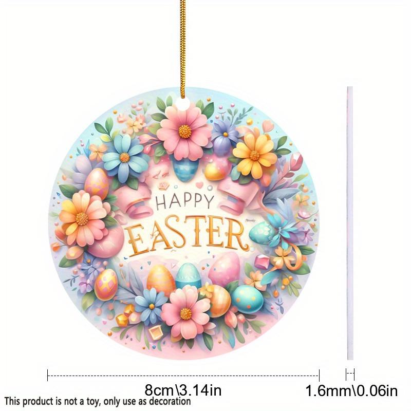 1 Stück Frohe Ostern Eier Kranz Autozubehör - Acryldruck Anhänger für Autospiegel, Rucksack & Schlüssel - Festschmuck, Heimdeko & Geschenke