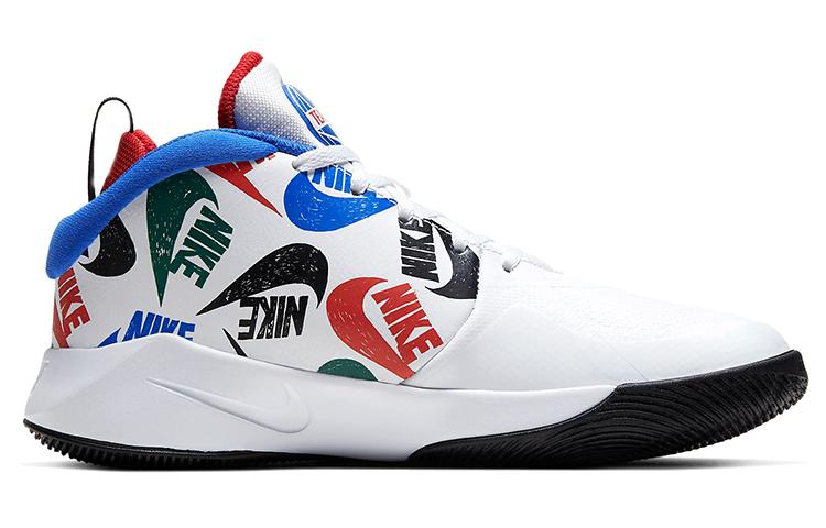 Nike Team Hustle D 9 Abrasion Resistant Breathable Mid Top Performance Basketball Shoes Black White Blue CW5815-100