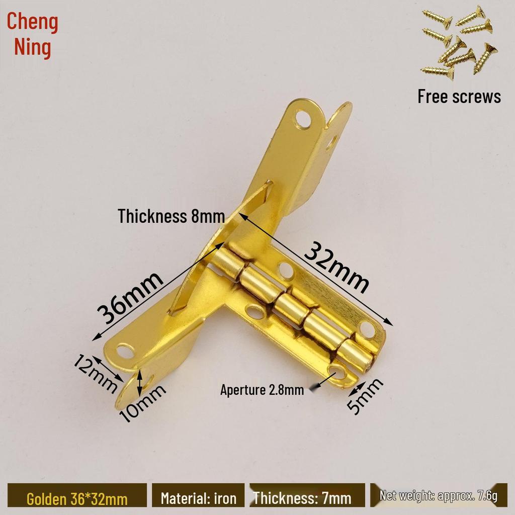Retro Wooden Box Seven-Character 90° Iron Hinge - Small Leaf Hinge for Airplane-Style Hardware