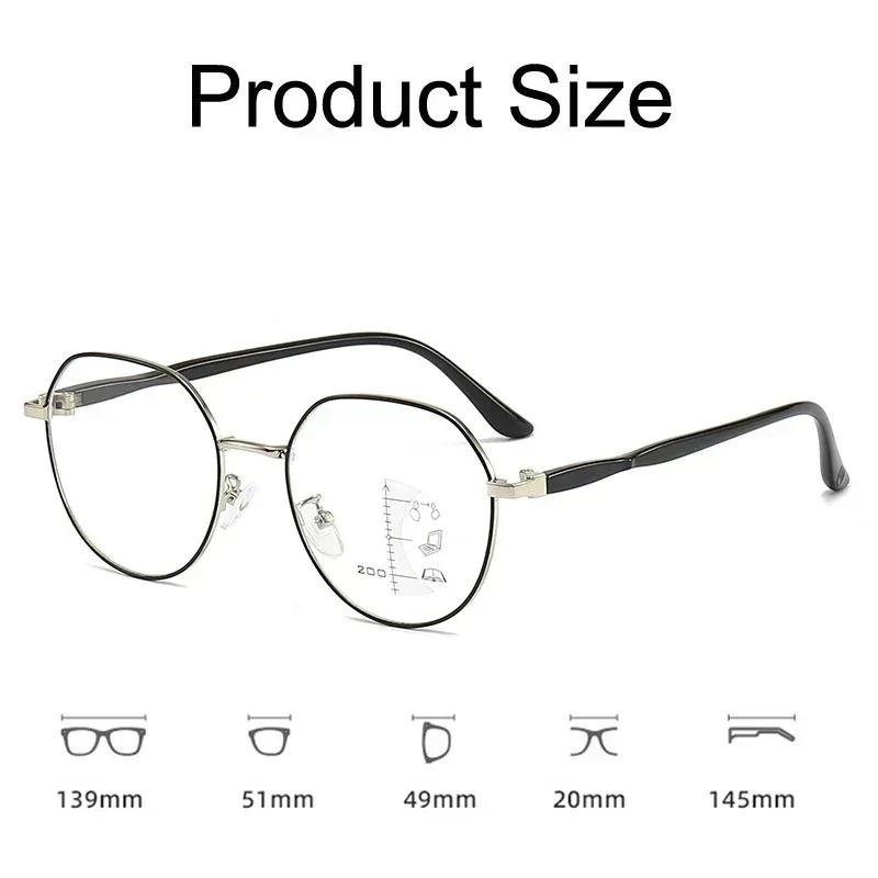 Unisex Progressive Multifocal Reading Glasses Fashion Womens Round Presbyopia Eyeglasses Men Ultralight HD Computer Eyewear