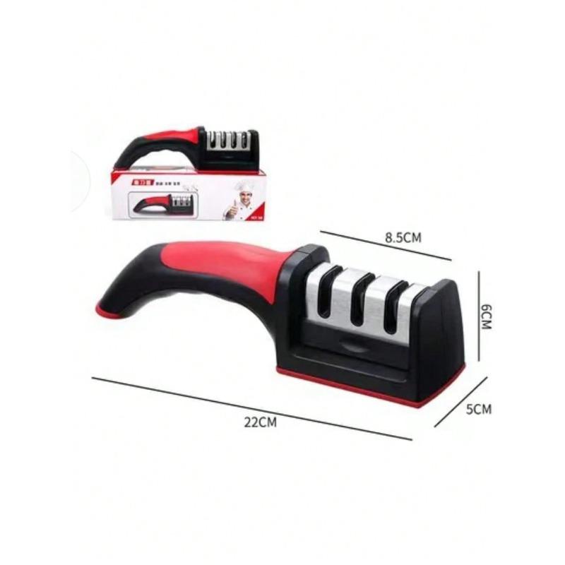 

Knife Sharpener Handheld Multi-Function 3 Stages Type Quick Sharpening Tool With Non-Slip Base Kitchen Knives Accessories Gadget, Kitchen Accessories one-size чёрный